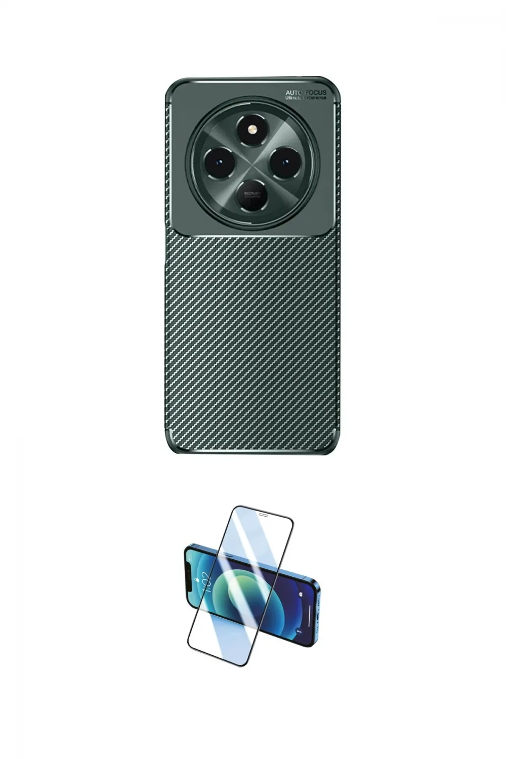ieg™ Redmi 14C Kılıf Eksen Form Prime - Siyah 3D Antistatik Cam Ekran Koruyucu