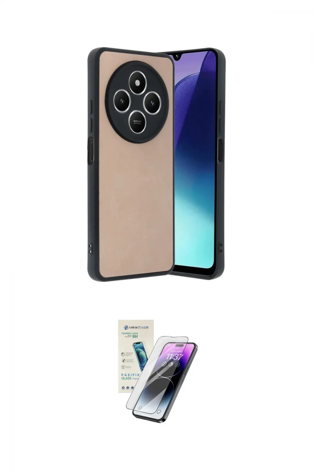 ieg™ Redmi 14C Kılıf Kıvılcım Işık Serisi - Şeffaf Pasifik Cam Ekran Koruyucu