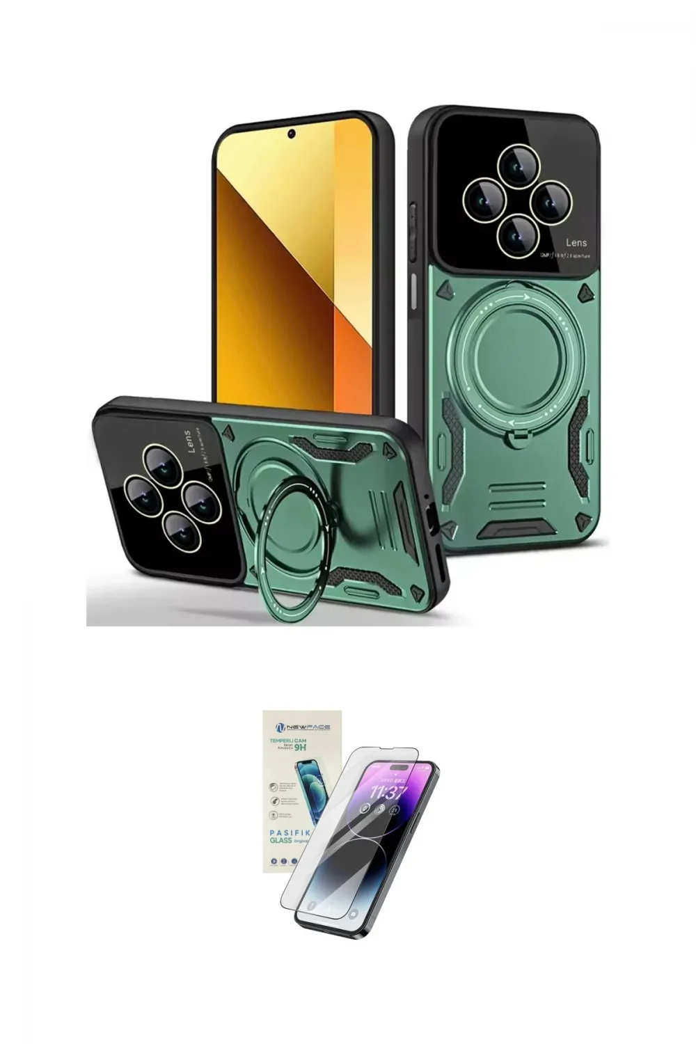 ieg™ Redmi 14C Kılıf Kıvılcım Modern Serisi - Şeffaf Pasifik Cam Ekran Koruyucu