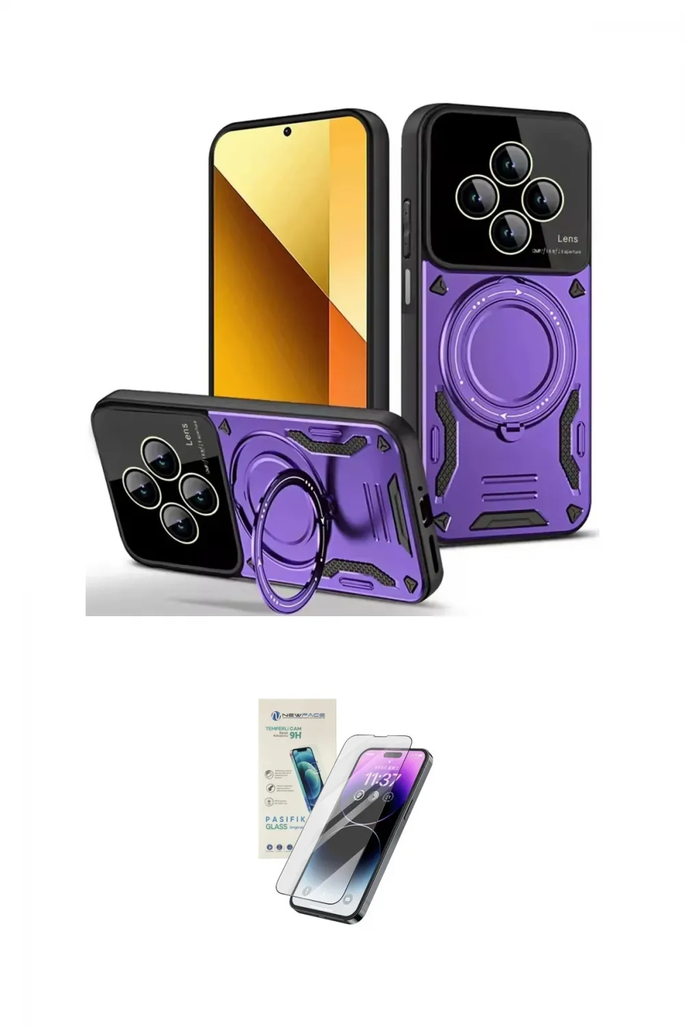 ieg™ Redmi 14C Kılıf Kıvılcım Modern Serisi - Şeffaf Pasifik Cam Ekran Koruyucu
