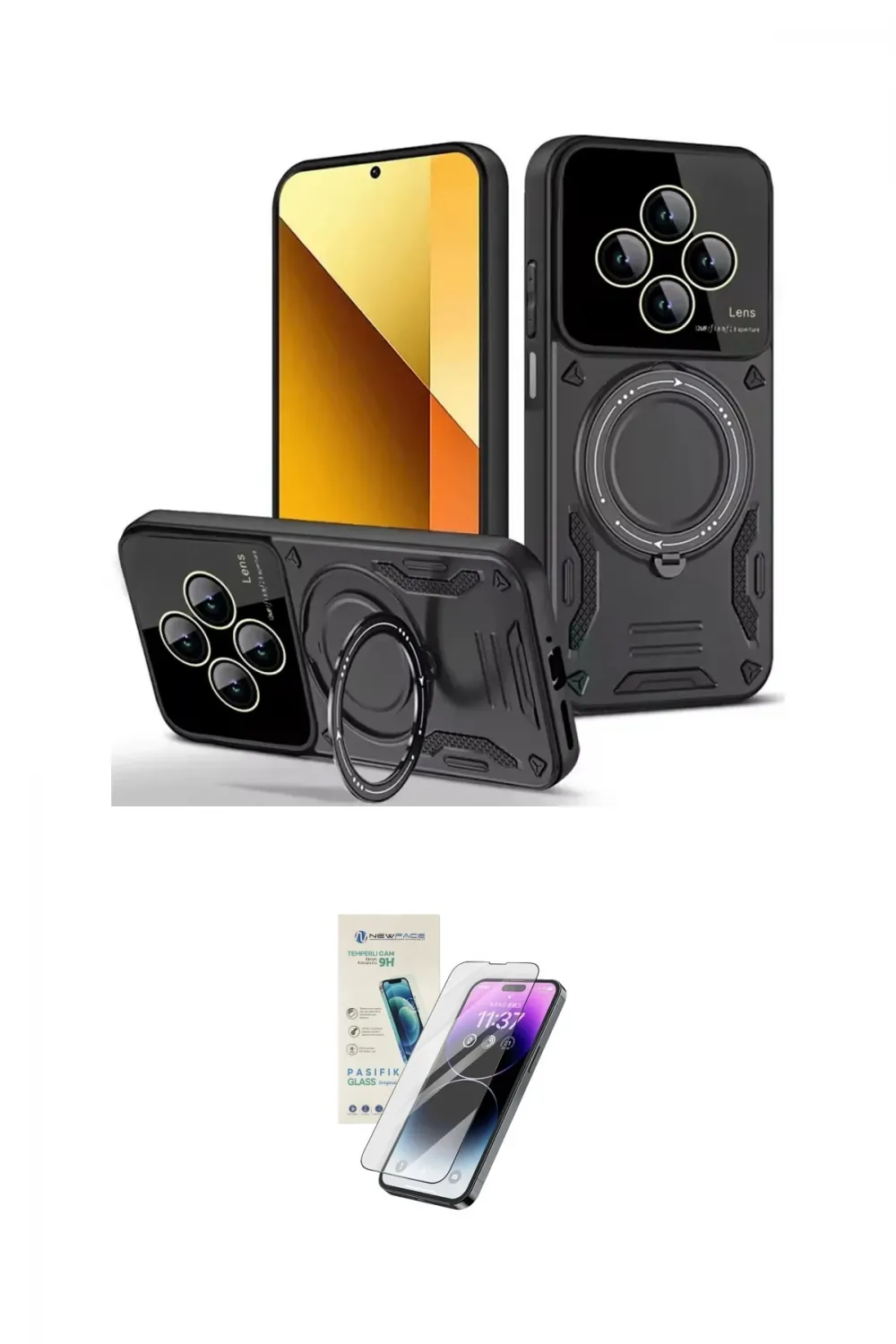ieg™ Redmi 14C Kılıf Kıvılcım Modern Serisi - Şeffaf Pasifik Cam Ekran Koruyucu