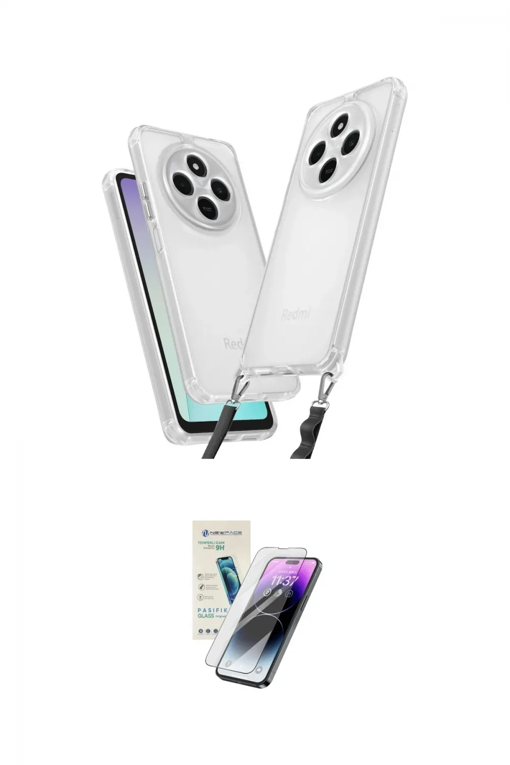 ieg™ Redmi 14C Kılıf Ufuk Klasik - Şeffaf Pasifik Cam Ekran Koruyucu
