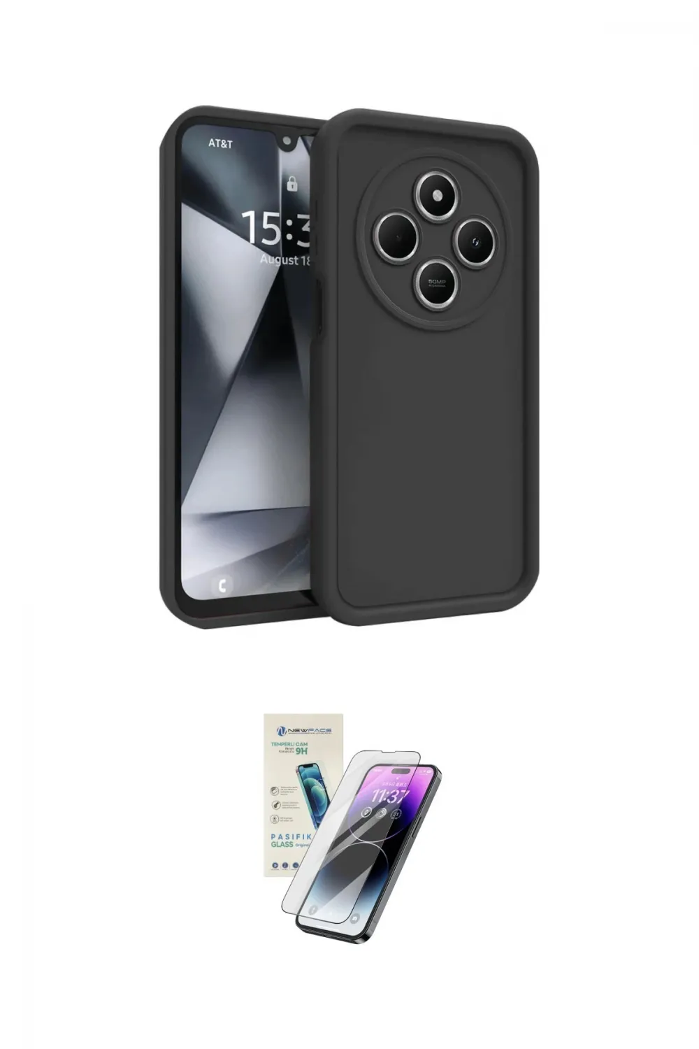 ieg™ Redmi 14C Kılıf Yankı Yansıma Özel Seri - Şeffaf Pasifik Cam Ekran Koruyucu