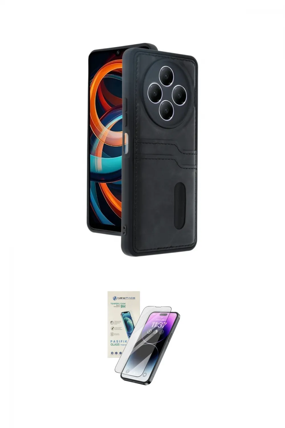 ieg™ Redmi 14C Kılıf Yörünge Işık Serisi - Şeffaf Pasifik Cam Ekran Koruyucu
