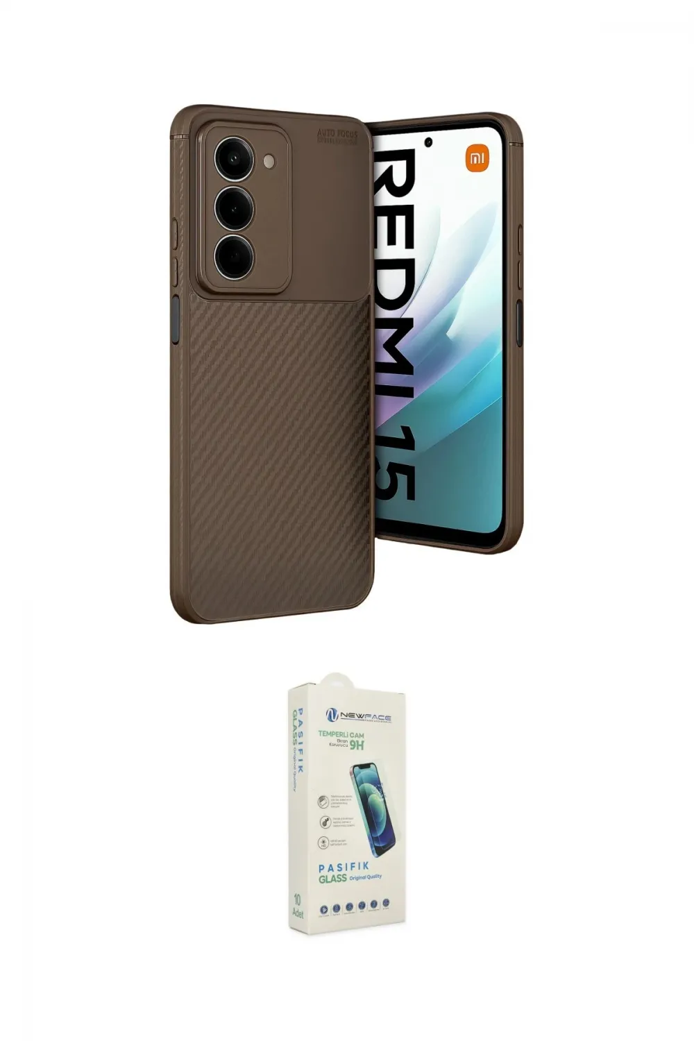 ieg™ Redmi 15 4G Kılıf Eksen Form Prime - Şeffaf Pasifik Cam Ekran Koruyucu