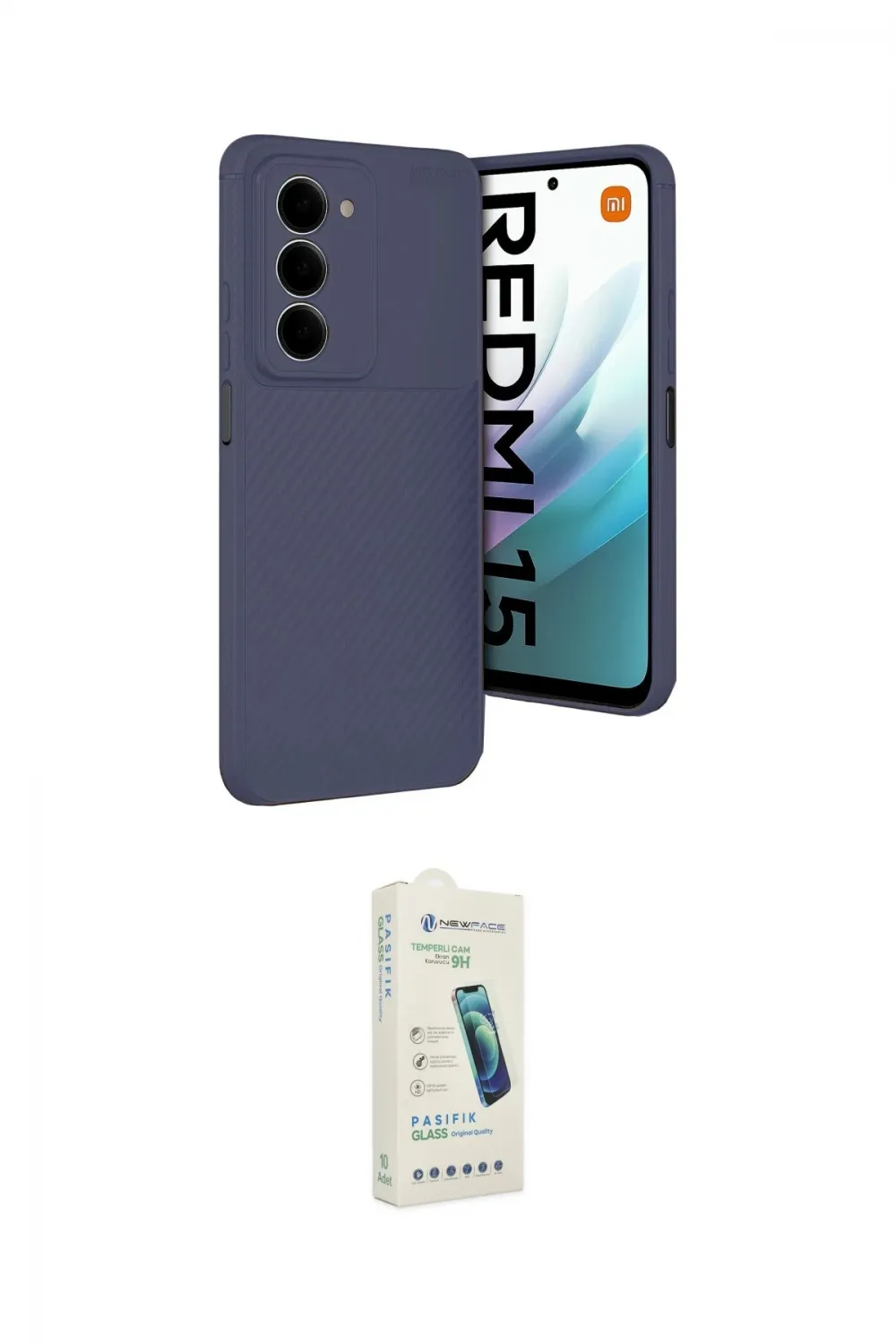 ieg™ Redmi 15 4G Kılıf Eksen Form Prime - Şeffaf Pasifik Cam Ekran Koruyucu