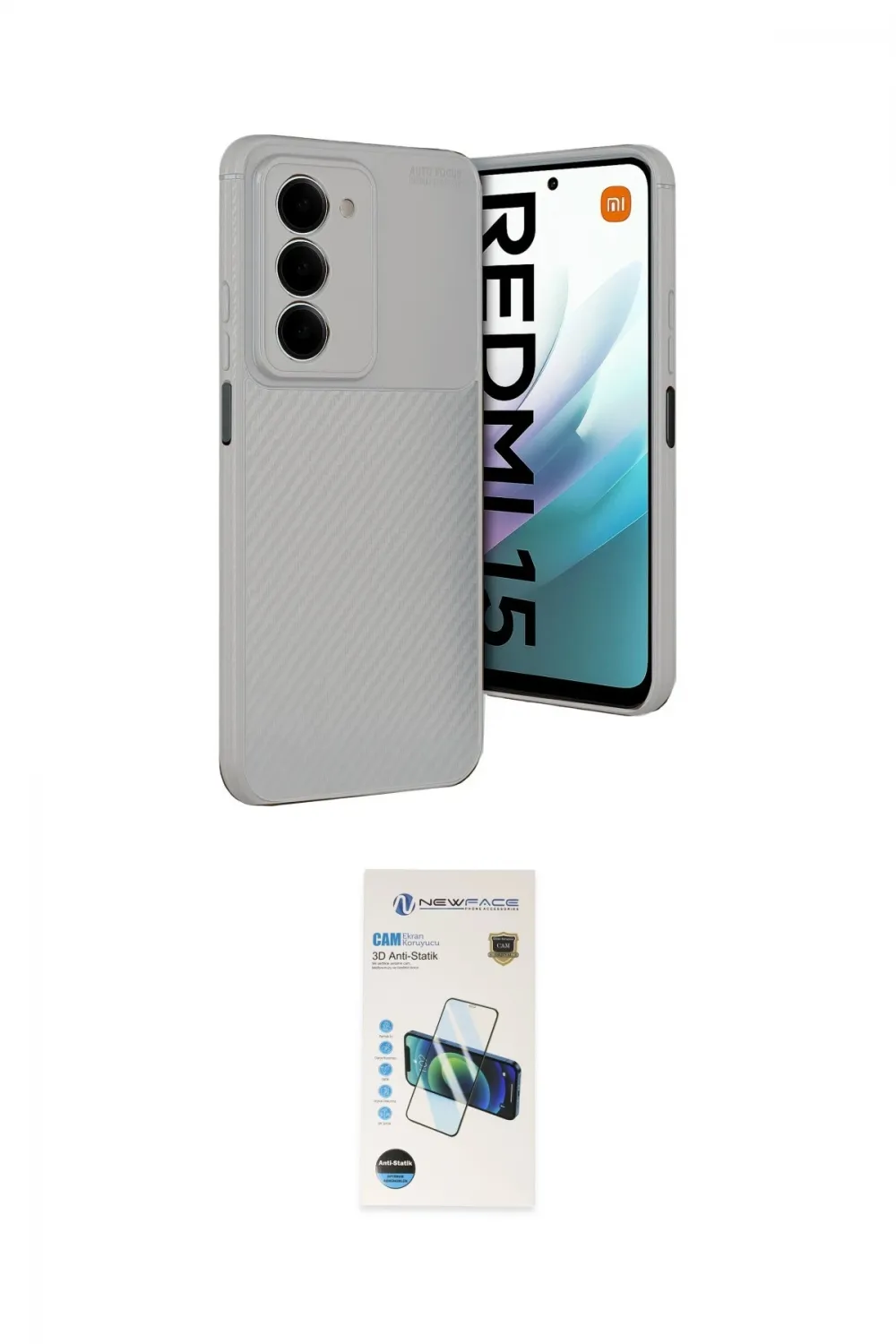 ieg™ Redmi 15 4G Kılıf Eksen Form Prime - Siyah 3D Antistatik Cam Ekran Koruyucu