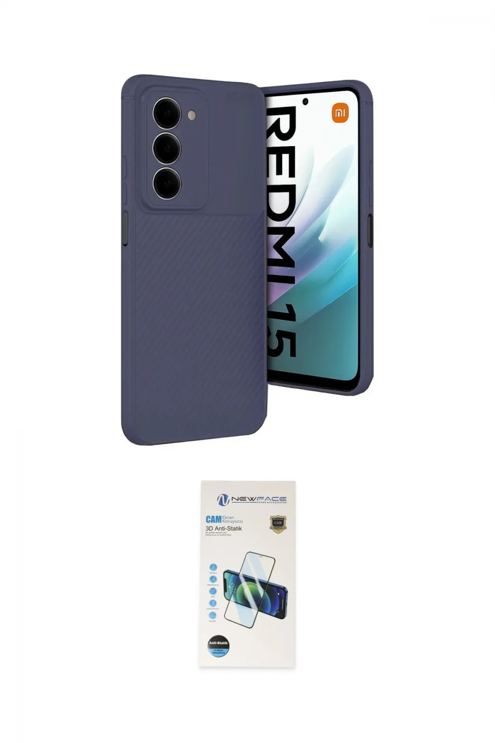 ieg™ Redmi 15 4G Kılıf Eksen Form Prime - Siyah 3D Antistatik Cam Ekran Koruyucu