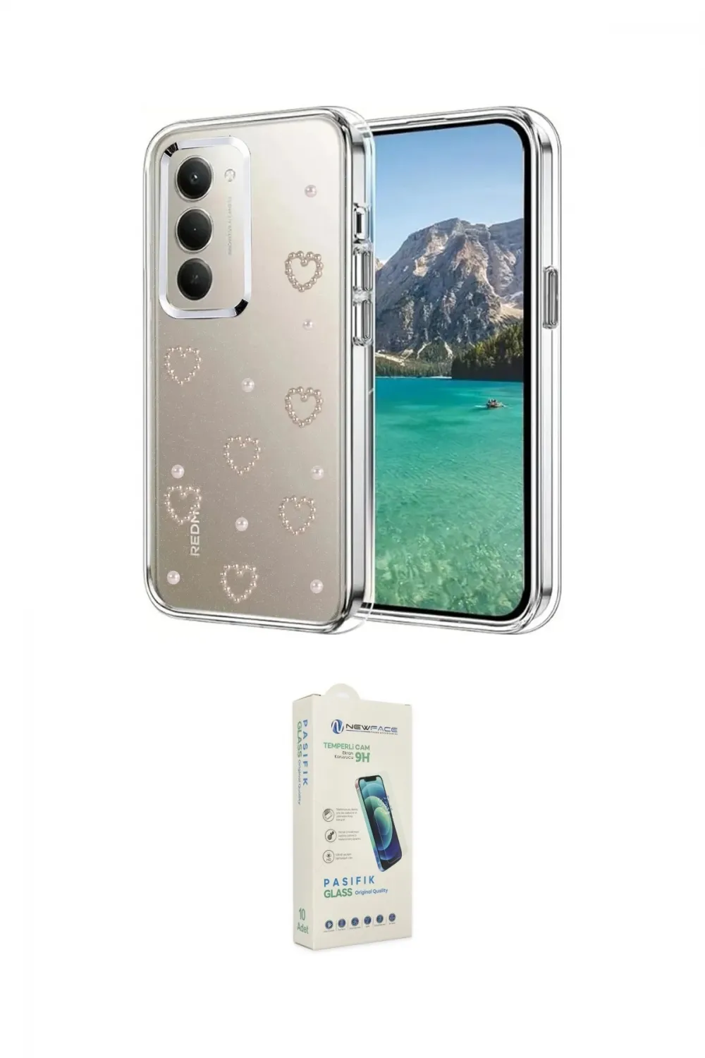 ieg™ Redmi 15 4G Kılıf Yörünge Form - Şeffaf Pasifik Cam Ekran Koruyucu