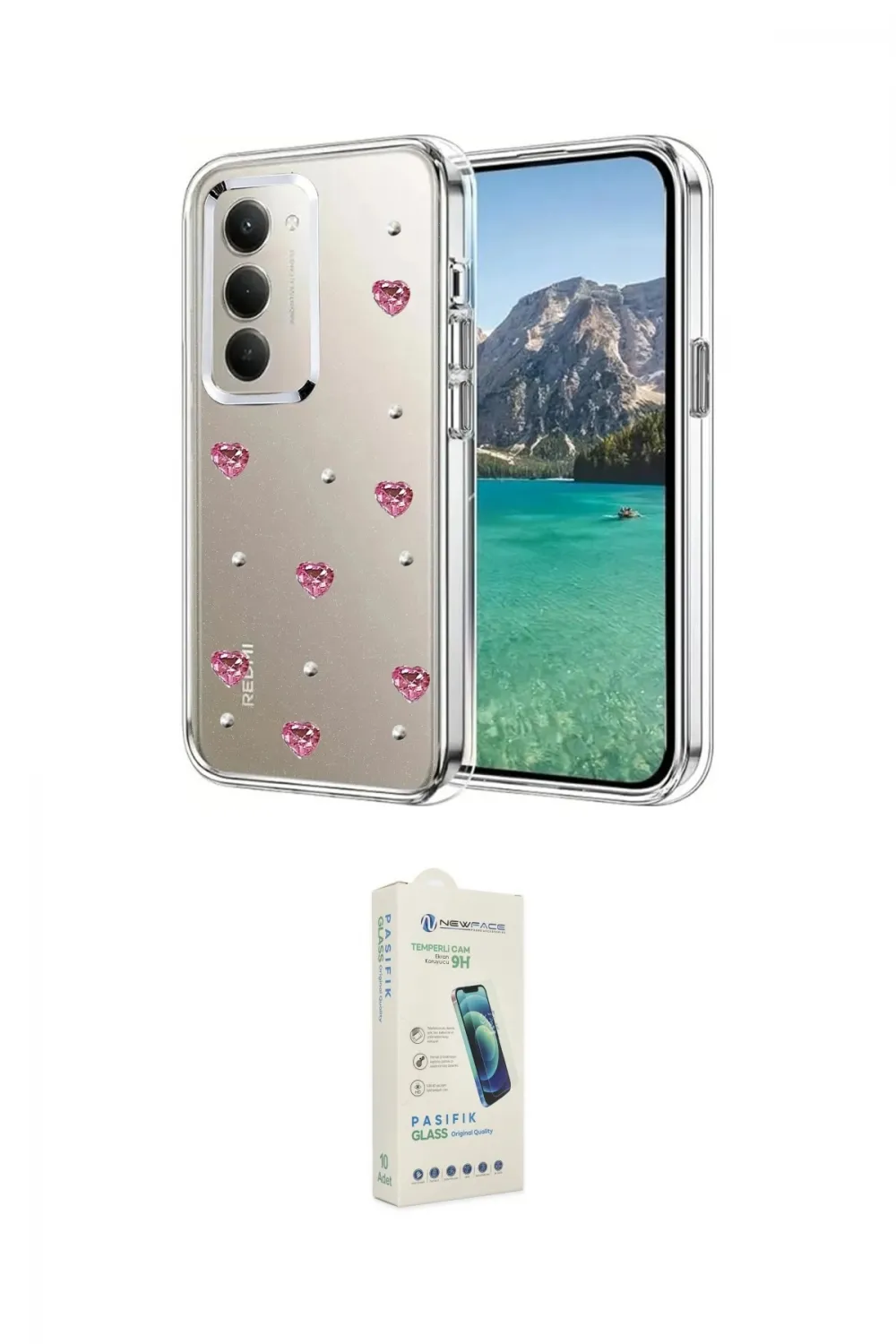 ieg™ Redmi 15 4G Kılıf Yörünge Form - Şeffaf Pasifik Cam Ekran Koruyucu