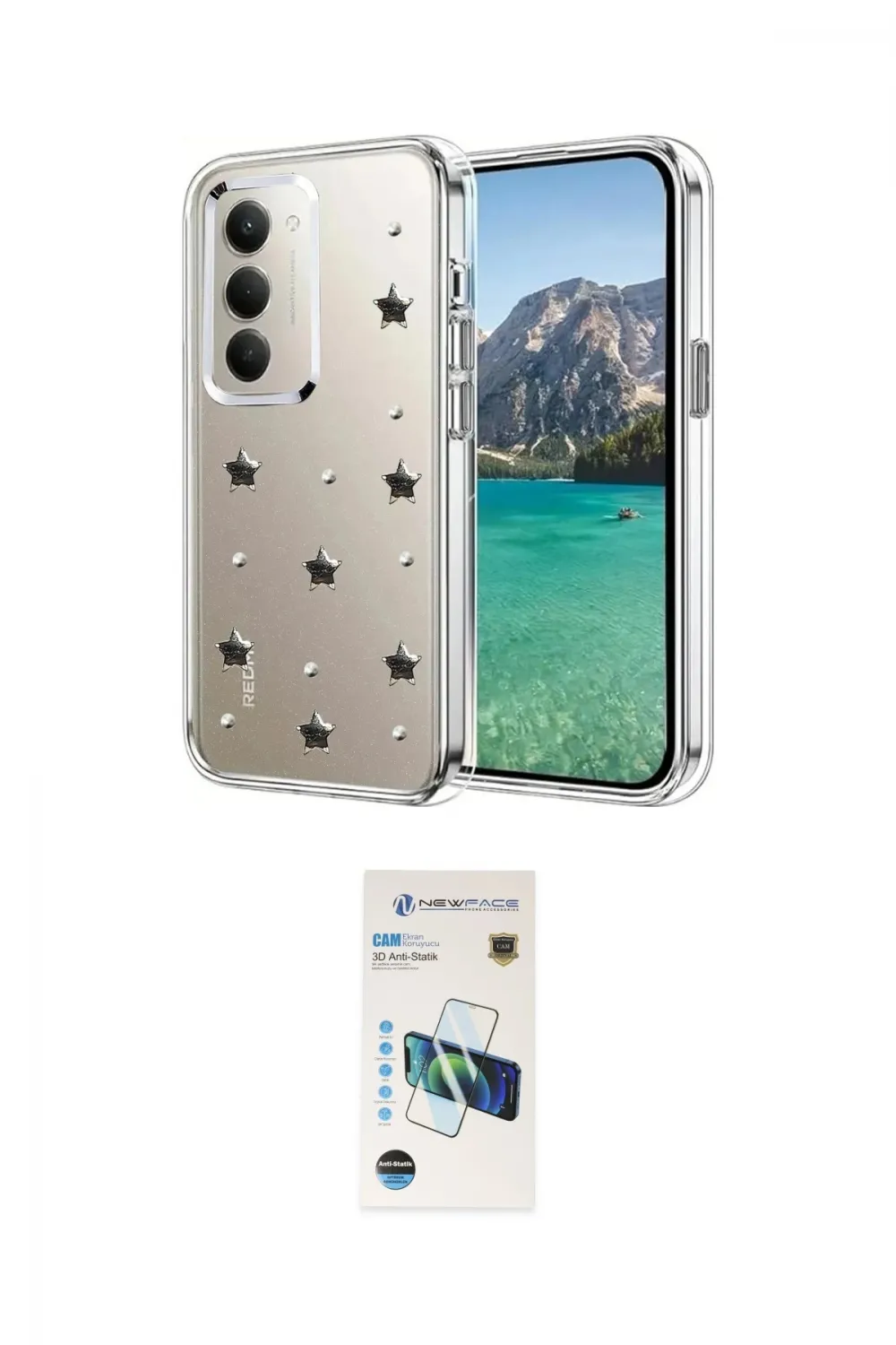 ieg™ Redmi 15 4G Kılıf Yörünge Form - Siyah 3D Antistatik Cam Ekran Koruyucu