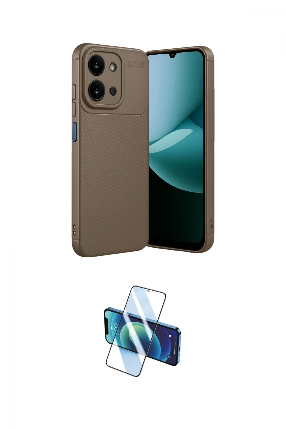ieg™ Redmi 15C 4G Kılıf Eksen Form Prime - Siyah 3D Antistatik Cam Ekran Koruyucu
