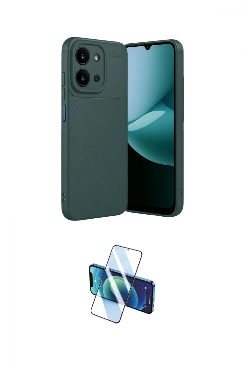 ieg™ Redmi 15C 4G Kılıf Eksen Form Prime - Siyah 3D Antistatik Cam Ekran Koruyucu