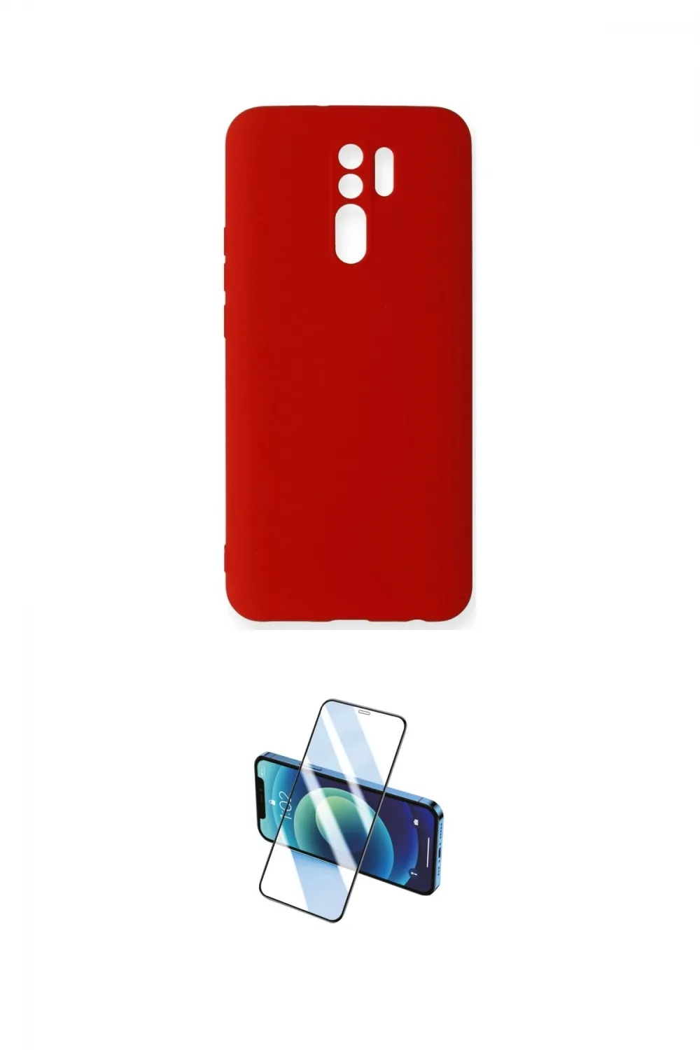ieg™ Redmi 9 Kılıf Ahenk Serisi - Siyah 3D Antistatik Cam Ekran Koruyucu