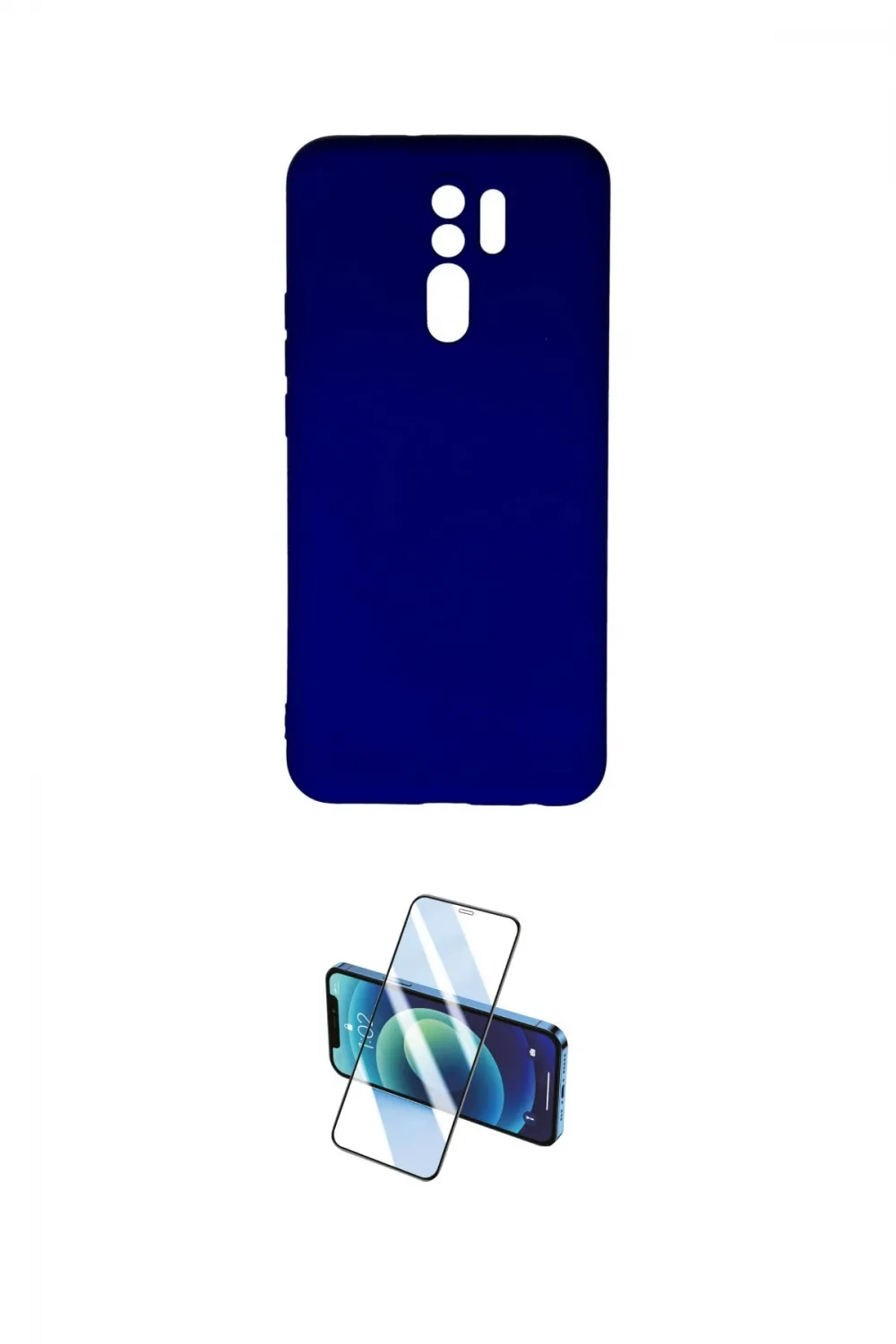 ieg™ Redmi 9 Kılıf Ahenk Serisi - Siyah 3D Antistatik Cam Ekran Koruyucu