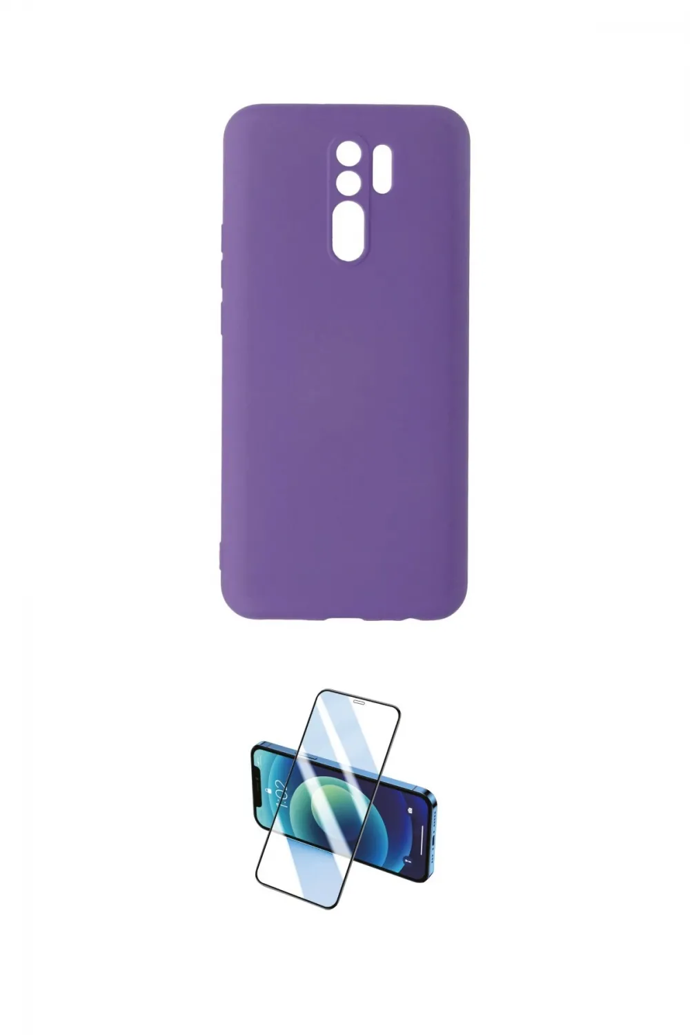 ieg™ Redmi 9 Kılıf Ahenk Serisi - Siyah 3D Antistatik Cam Ekran Koruyucu