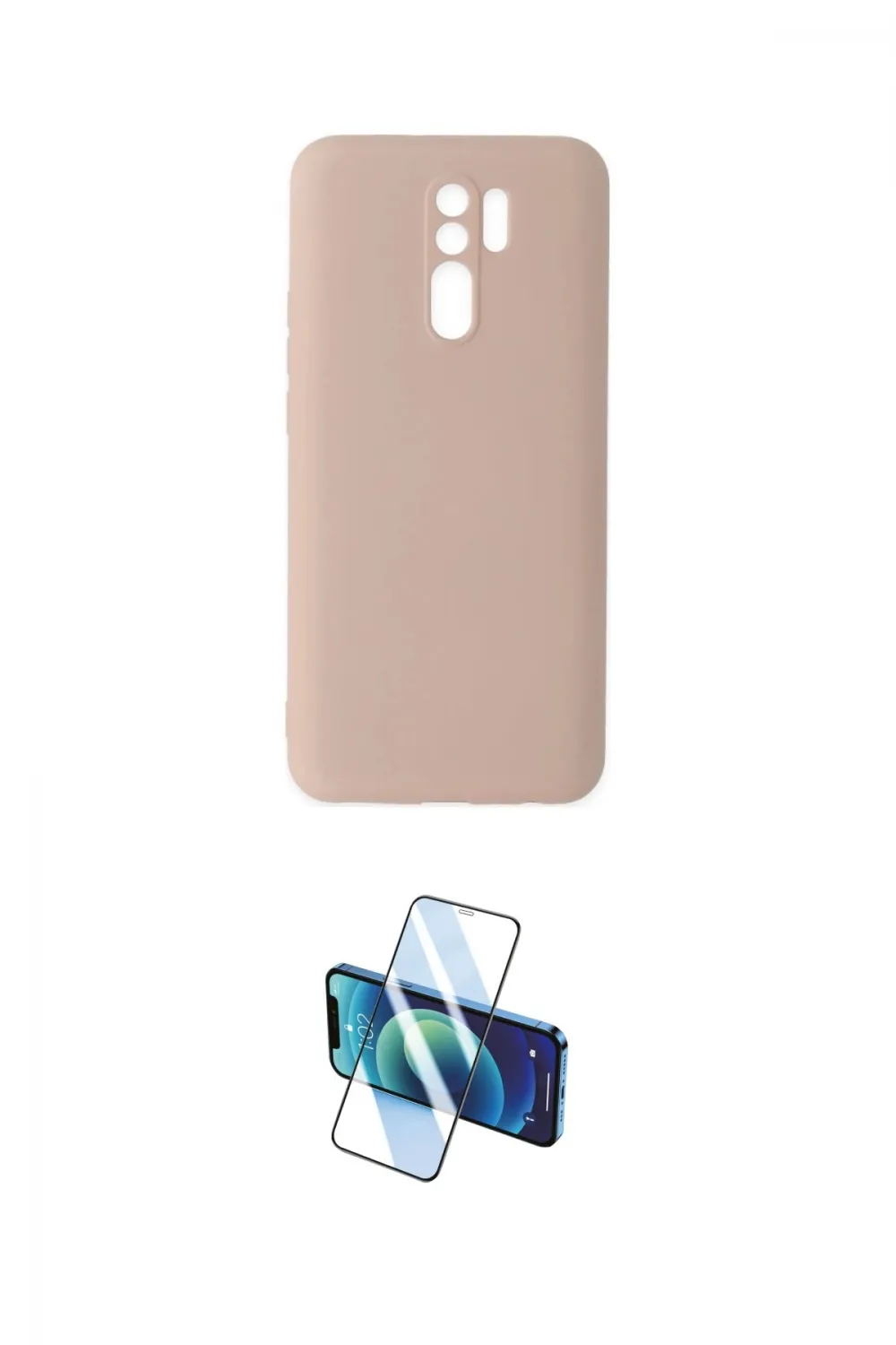 ieg™ Redmi 9 Kılıf Ahenk Serisi - Siyah 3D Antistatik Cam Ekran Koruyucu