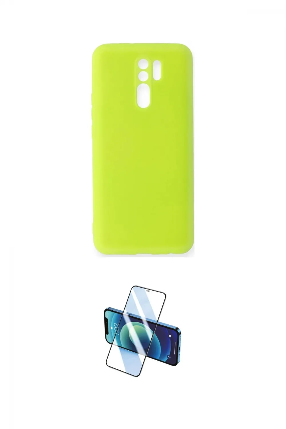ieg™ Redmi 9 Kılıf Ahenk Serisi - Siyah 3D Antistatik Cam Ekran Koruyucu