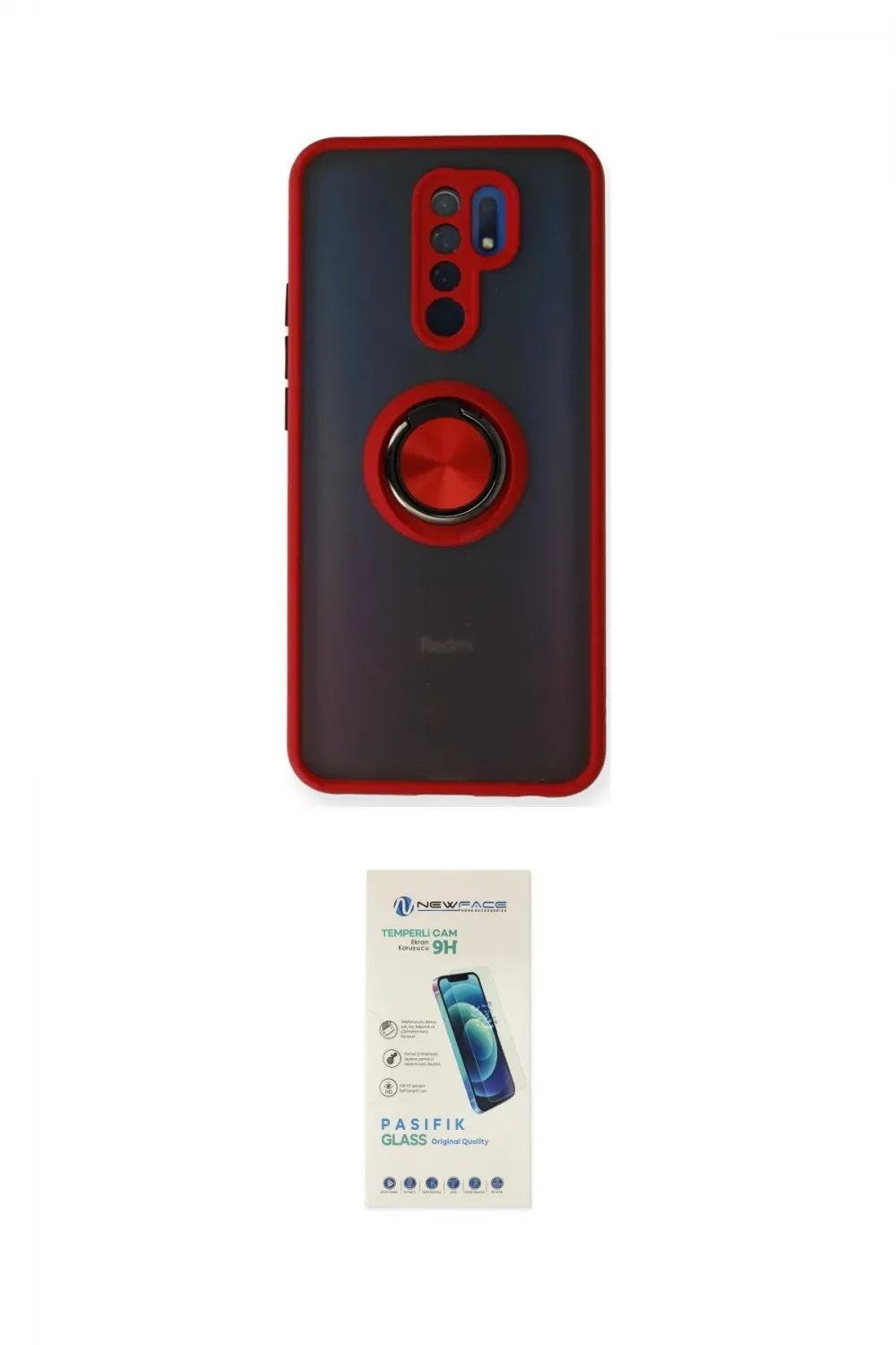ieg™ Redmi 9 Kılıf Yörünge Çizgi - Şeffaf Pasifik Cam Ekran Koruyucu