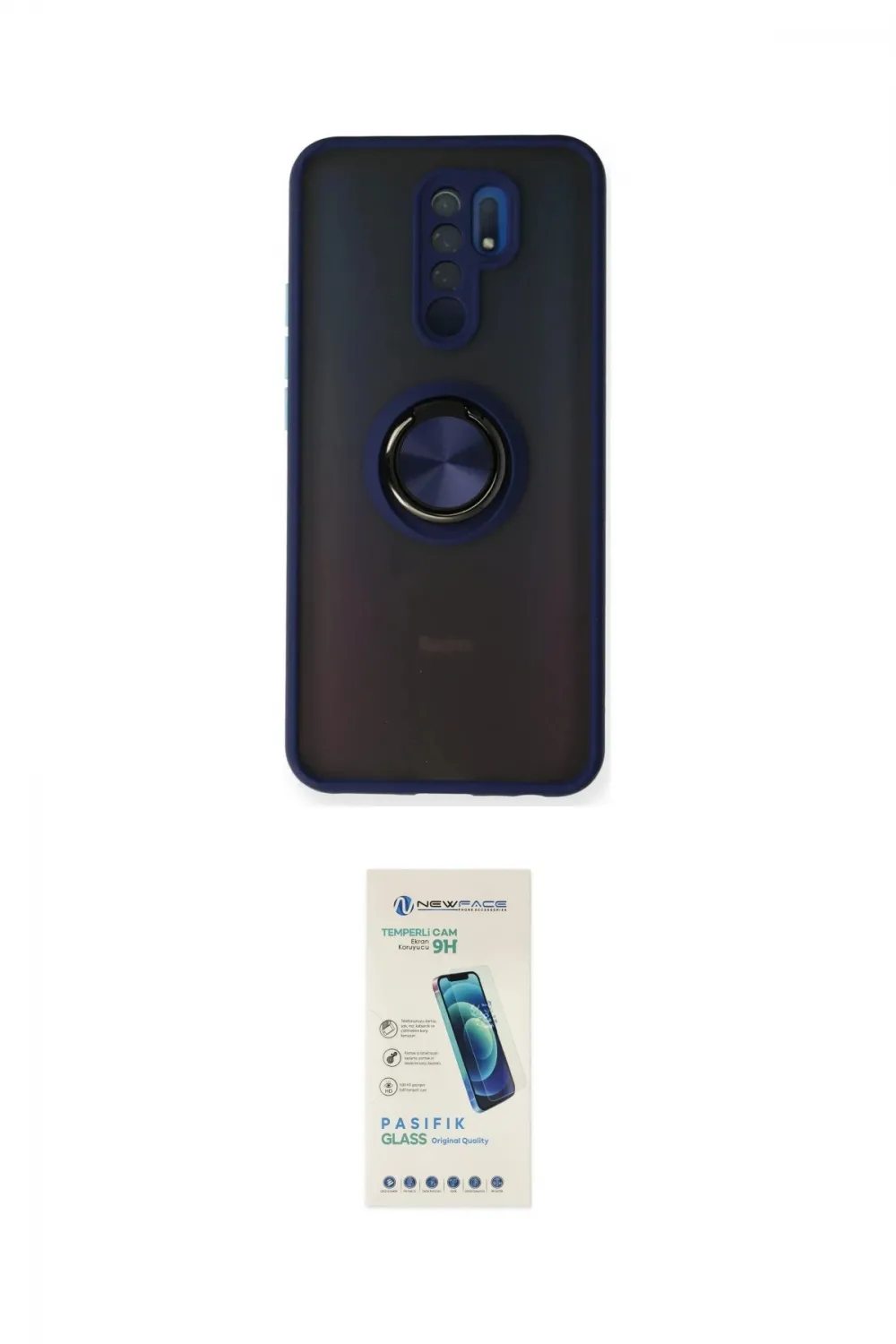 ieg™ Redmi 9 Kılıf Yörünge Çizgi - Şeffaf Pasifik Cam Ekran Koruyucu