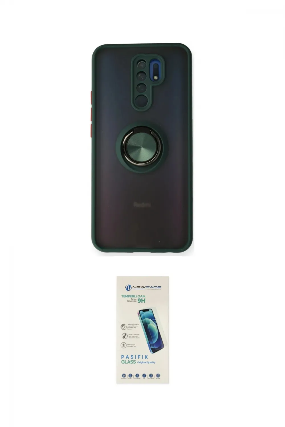 ieg™ Redmi 9 Kılıf Yörünge Çizgi - Şeffaf Pasifik Cam Ekran Koruyucu