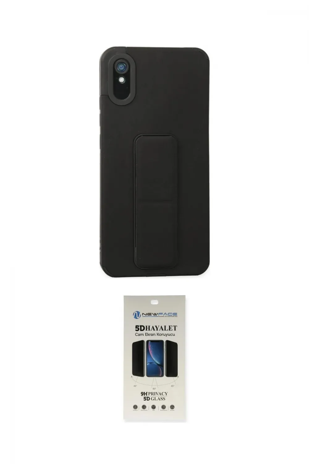 ieg™ Redmi 9A Kılıf Çekirdek Yansıma - Siyah 5D Hayalet Cam Ekran Koruyucu