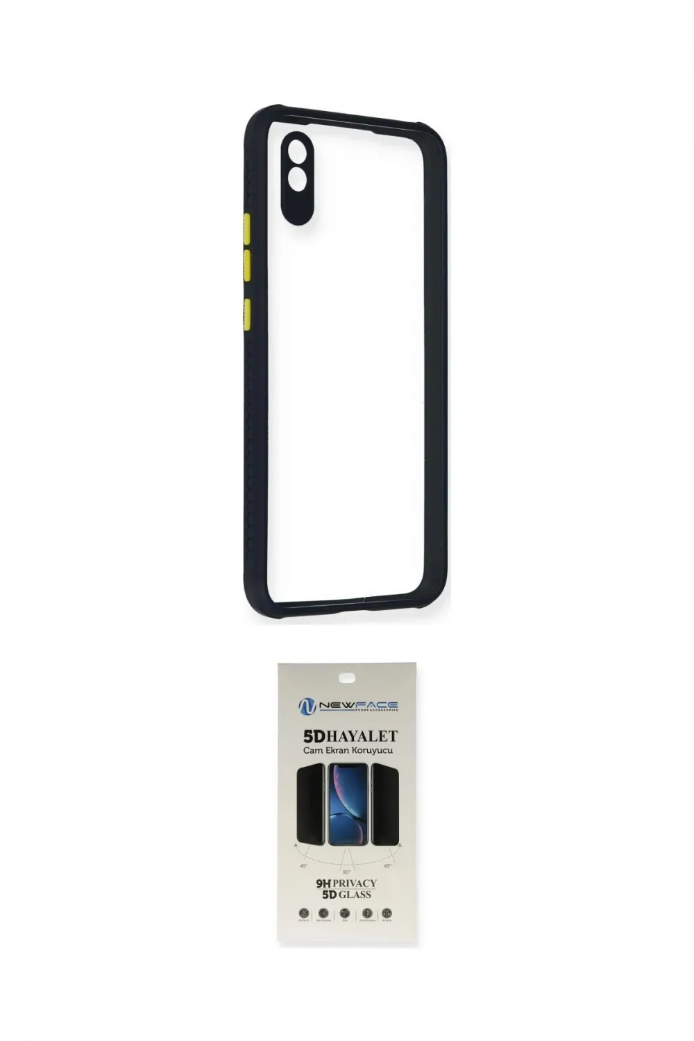ieg™ Redmi 9A Kılıf Nova Asil Özel Seri - Siyah 5D Hayalet Cam Ekran Koruyucu
