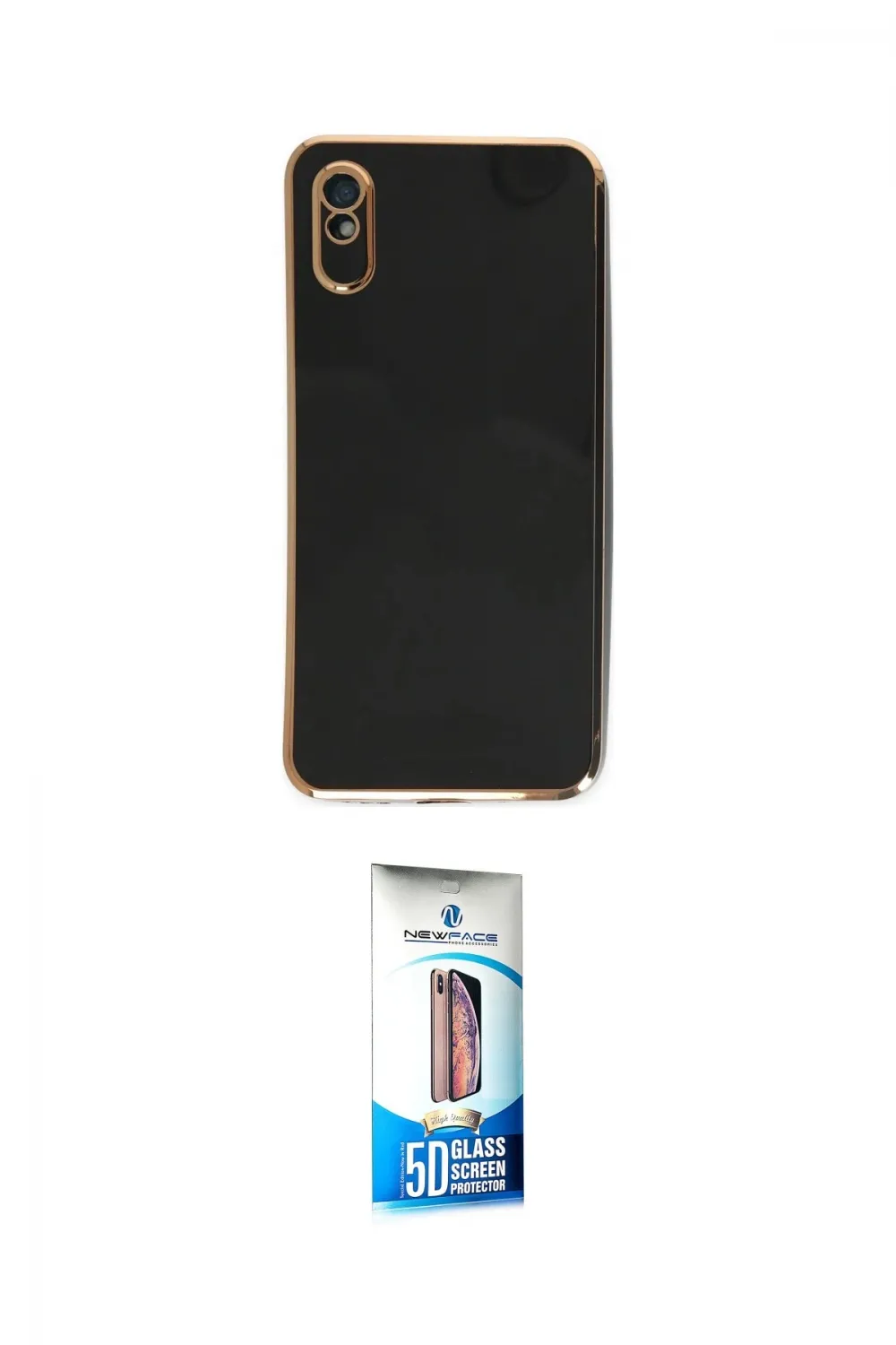 ieg™ Redmi 9A Kılıf Yankı Serisi - Siyah 5D Eko Cam Ekran Koruyucu