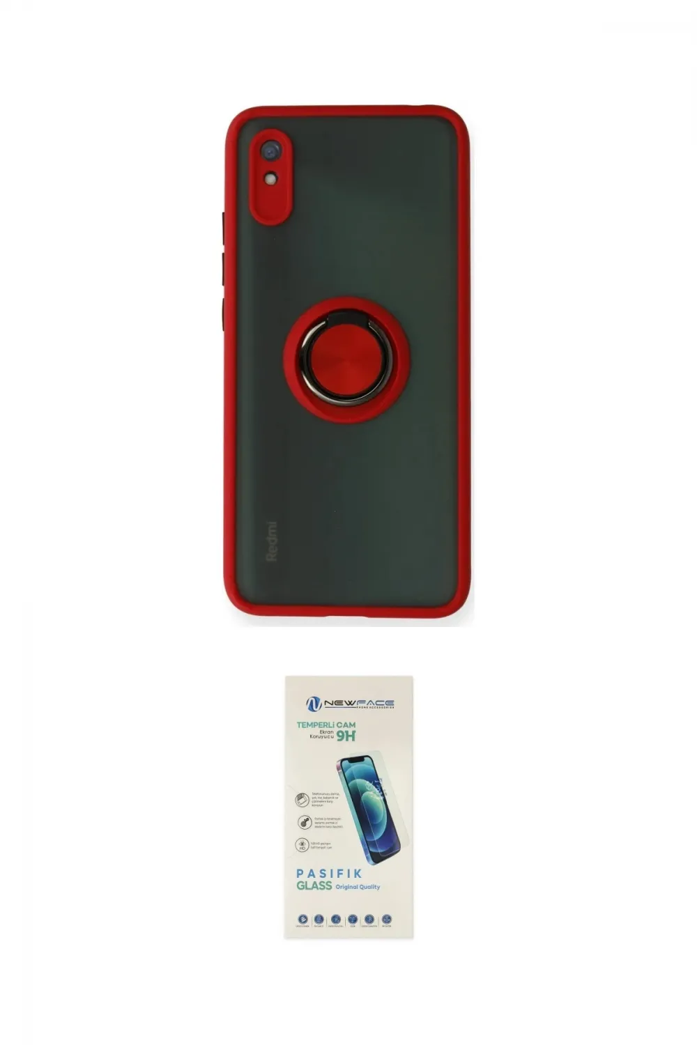 ieg™ Redmi 9A Kılıf Yörünge Çizgi - Şeffaf Pasifik Cam Ekran Koruyucu