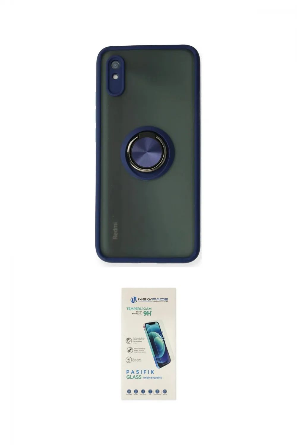 ieg™ Redmi 9A Kılıf Yörünge Çizgi - Şeffaf Pasifik Cam Ekran Koruyucu