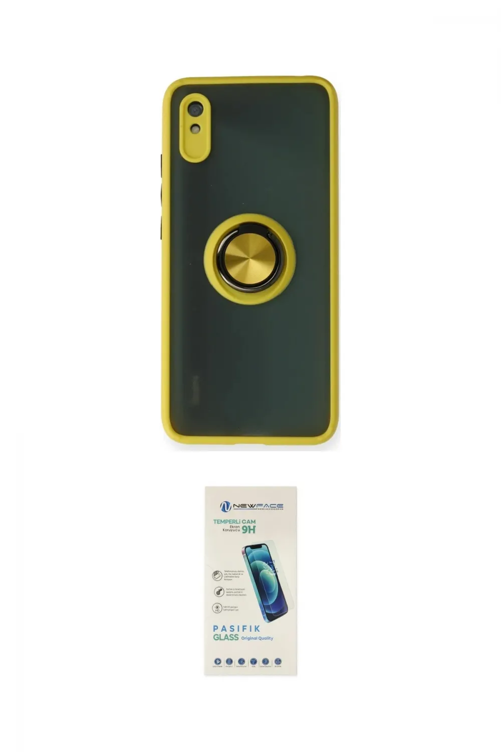 ieg™ Redmi 9A Kılıf Yörünge Çizgi - Şeffaf Pasifik Cam Ekran Koruyucu