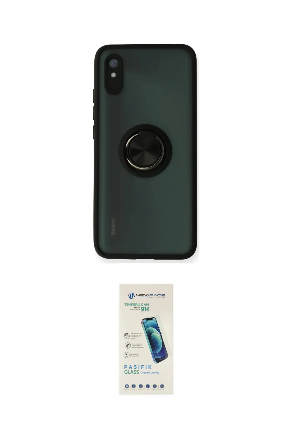 ieg™ Redmi 9A Kılıf Yörünge Çizgi - Şeffaf Pasifik Cam Ekran Koruyucu