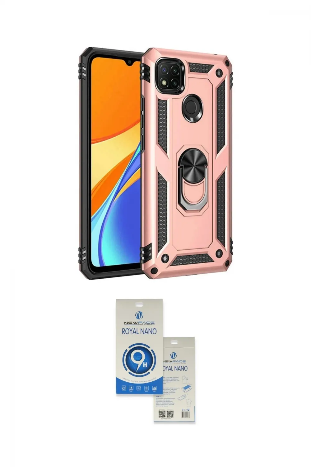 ieg™ Redmi 9C Kılıf Ahenk Klasik Koleksiyonu - Şeffaf Royal Nano Ekran Koruyucu