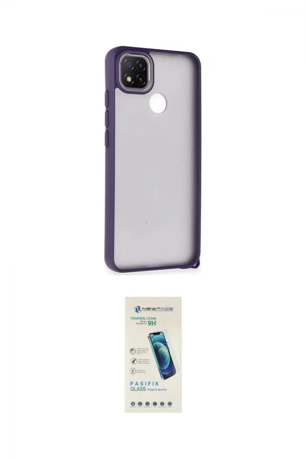 ieg™ Redmi 9C Kılıf Atlas Form - Şeffaf Pasifik Cam Ekran Koruyucu