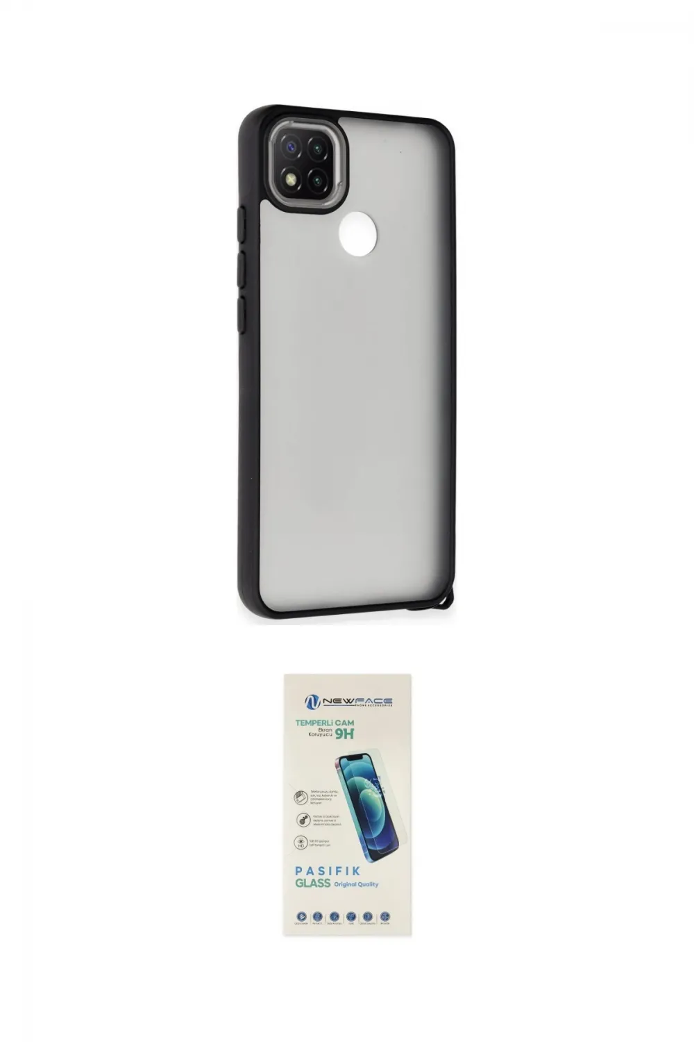 ieg™ Redmi 9C Kılıf Atlas Form - Şeffaf Pasifik Cam Ekran Koruyucu