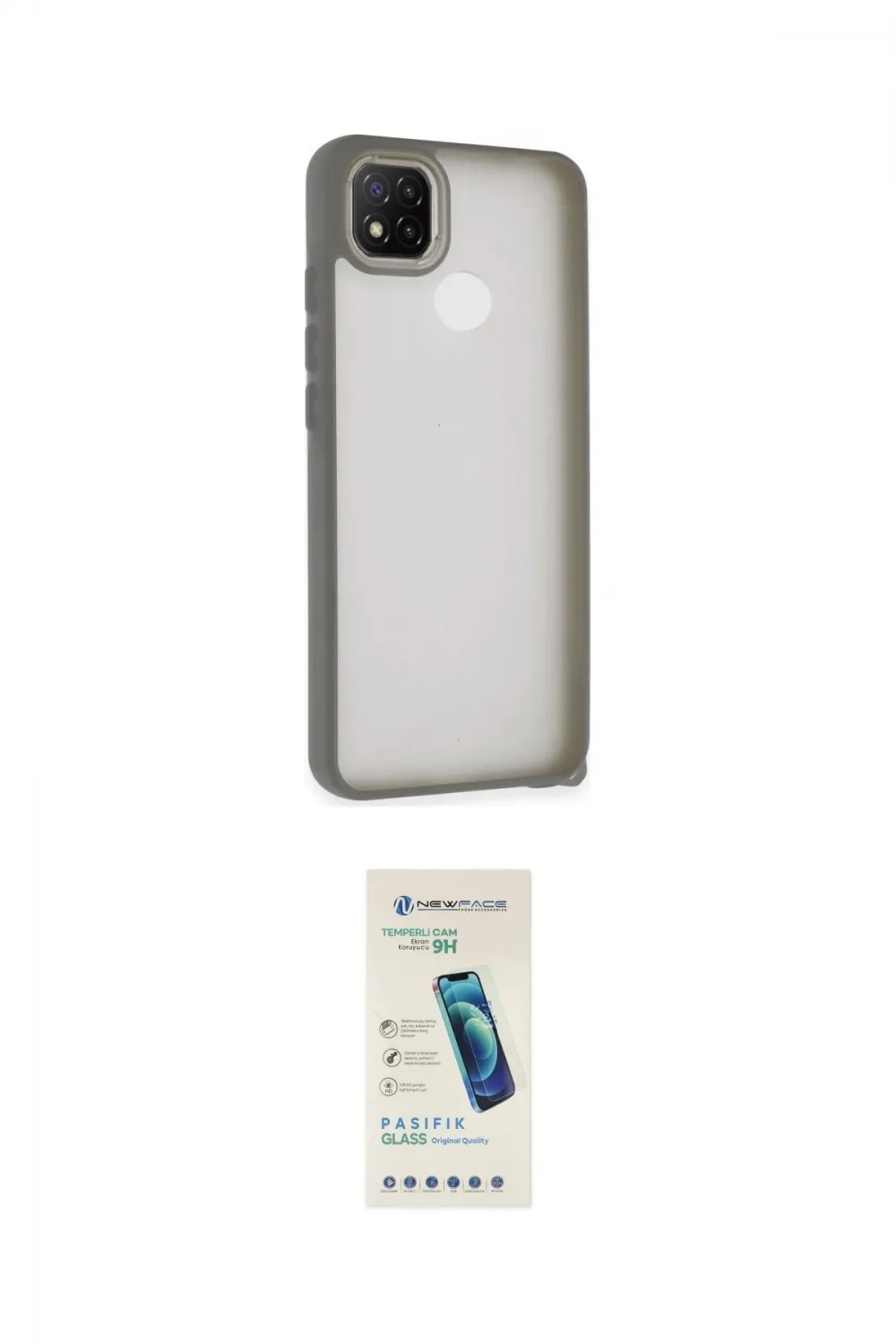ieg™ Redmi 9C Kılıf Atlas Form - Şeffaf Pasifik Cam Ekran Koruyucu
