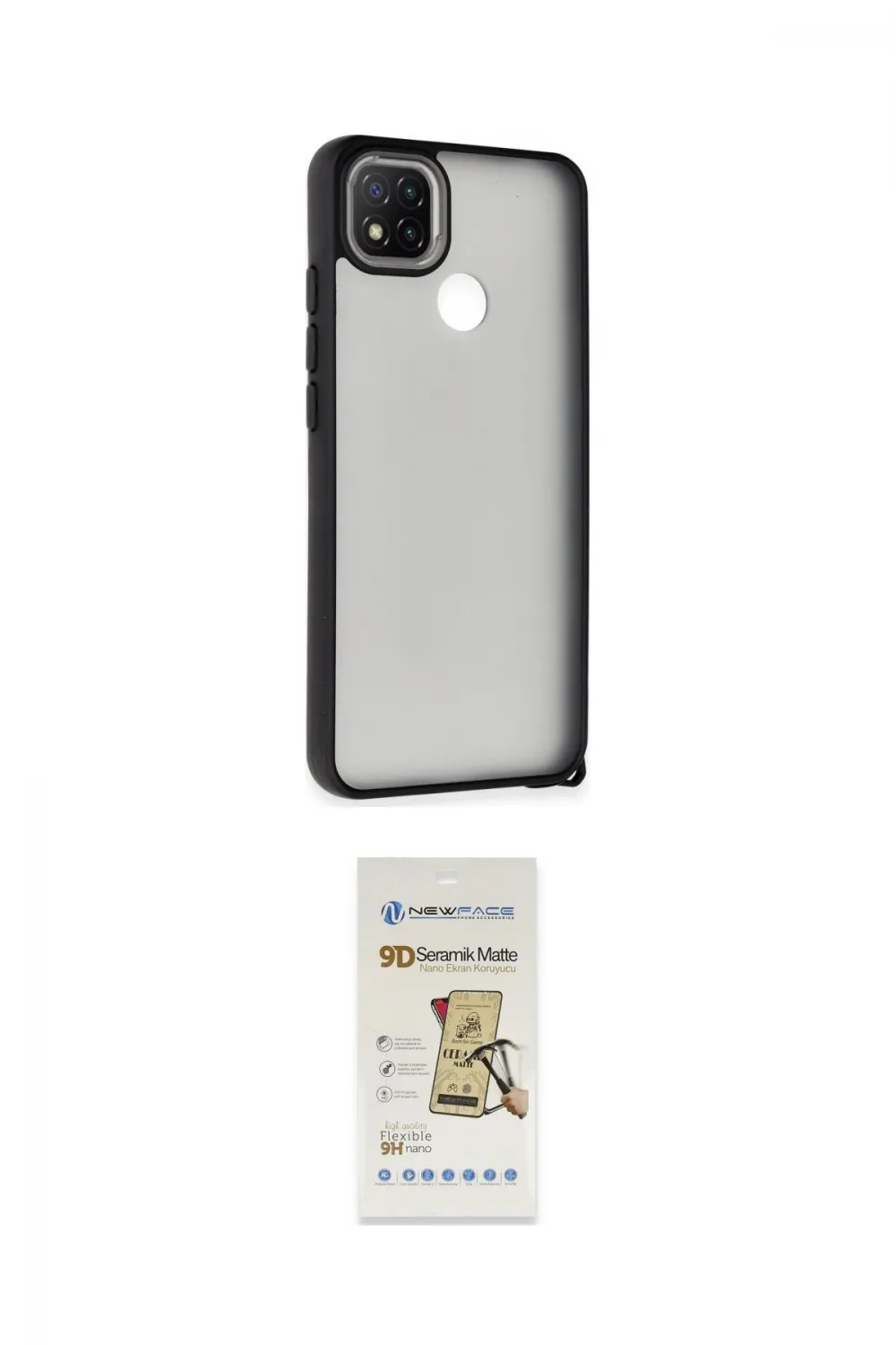 ieg™ Redmi 9C Kılıf Atlas Form - Siyah Mat Seramik Nano Ekran Koruyucu