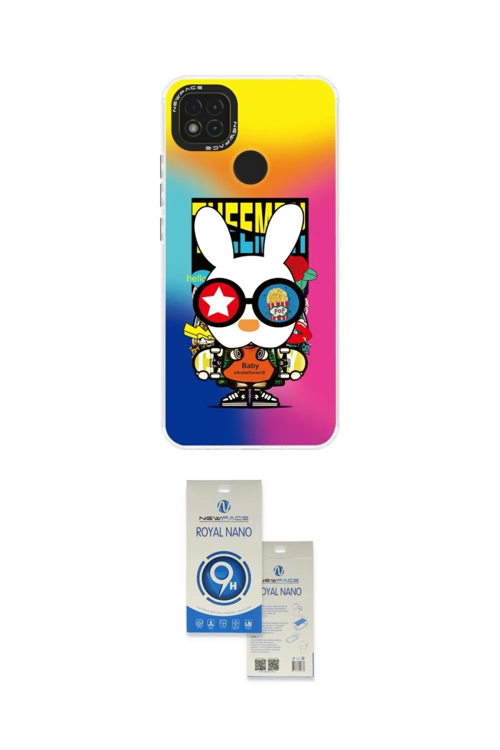 ieg™ Redmi 9C Kılıf Siluet Çizgi Koleksiyonu - Şeffaf Royal Nano Ekran Koruyucu