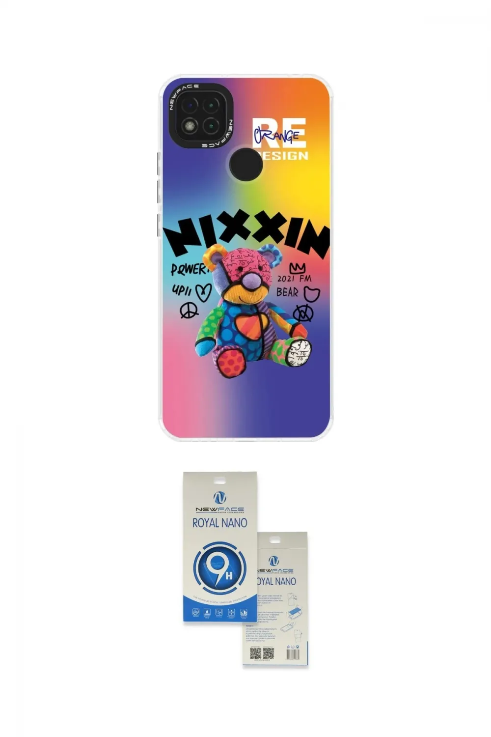 ieg™ Redmi 9C Kılıf Siluet Çizgi Koleksiyonu - Şeffaf Royal Nano Ekran Koruyucu