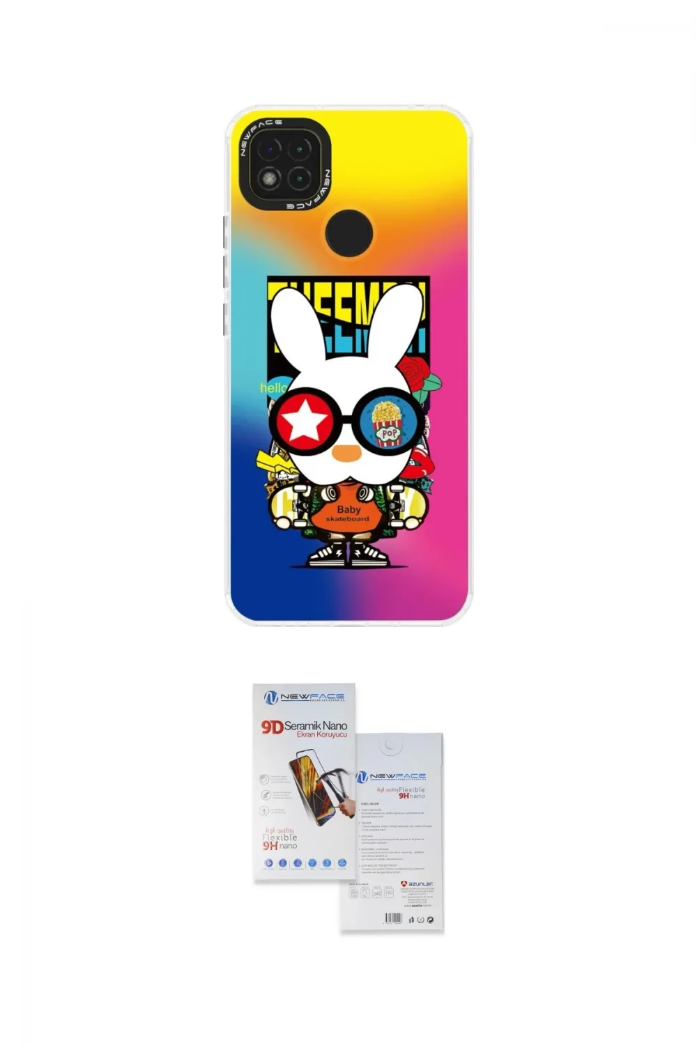 ieg™ Redmi 9C Kılıf Siluet Çizgi Koleksiyonu - Siyah Seramik Nano Ekran Koruyucu