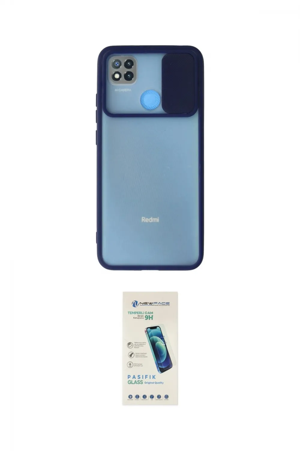 ieg™ Redmi 9C Kılıf Vadi Çizgi - Şeffaf Pasifik Cam Ekran Koruyucu