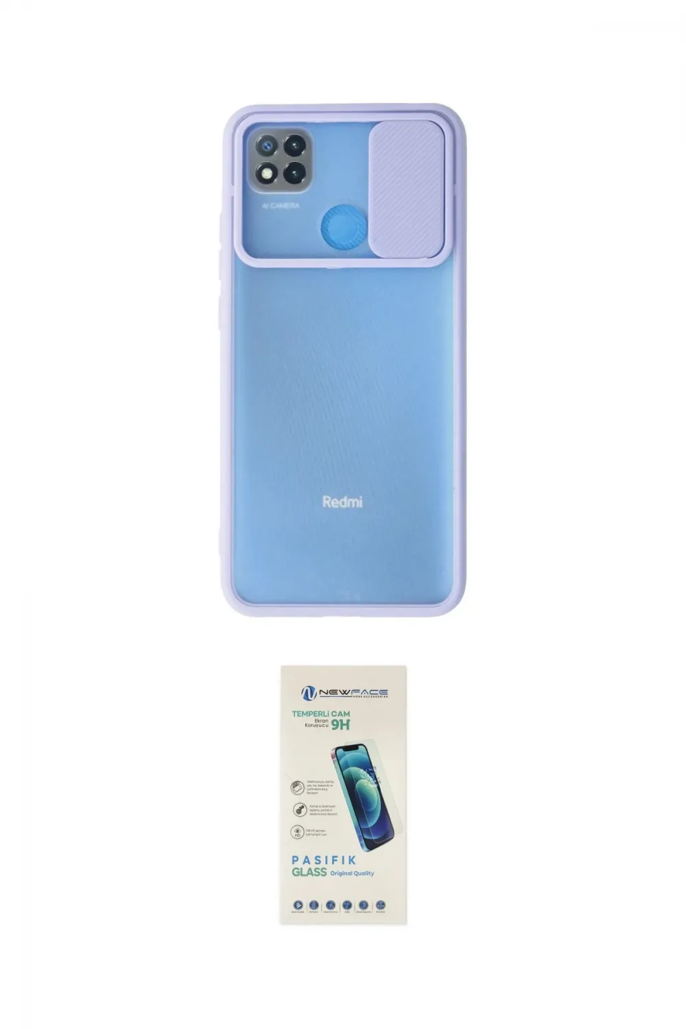 ieg™ Redmi 9C Kılıf Vadi Çizgi - Şeffaf Pasifik Cam Ekran Koruyucu