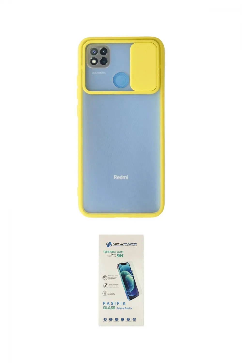 ieg™ Redmi 9C Kılıf Vadi Çizgi - Şeffaf Pasifik Cam Ekran Koruyucu