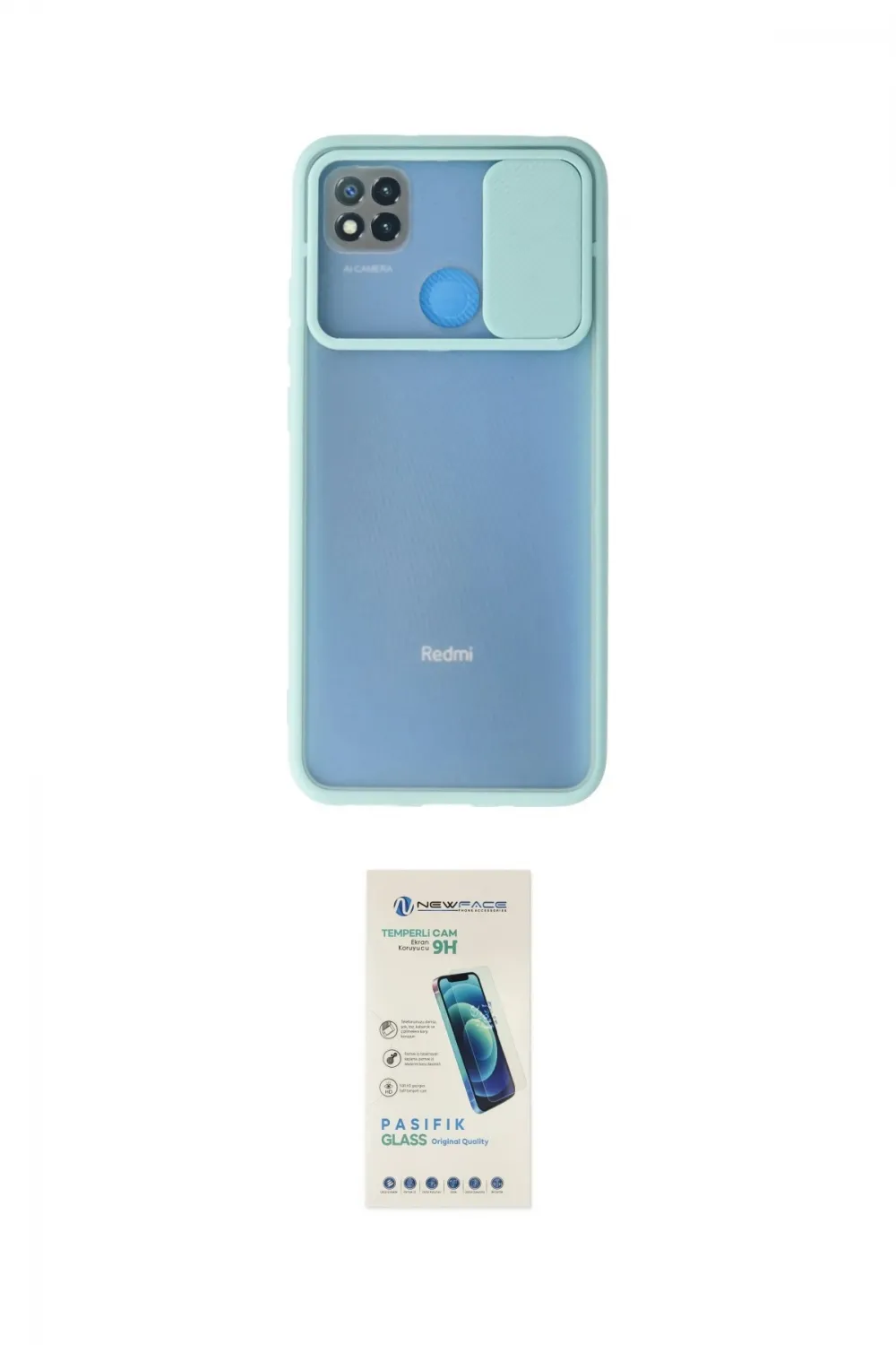 ieg™ Redmi 9C Kılıf Vadi Çizgi - Şeffaf Pasifik Cam Ekran Koruyucu