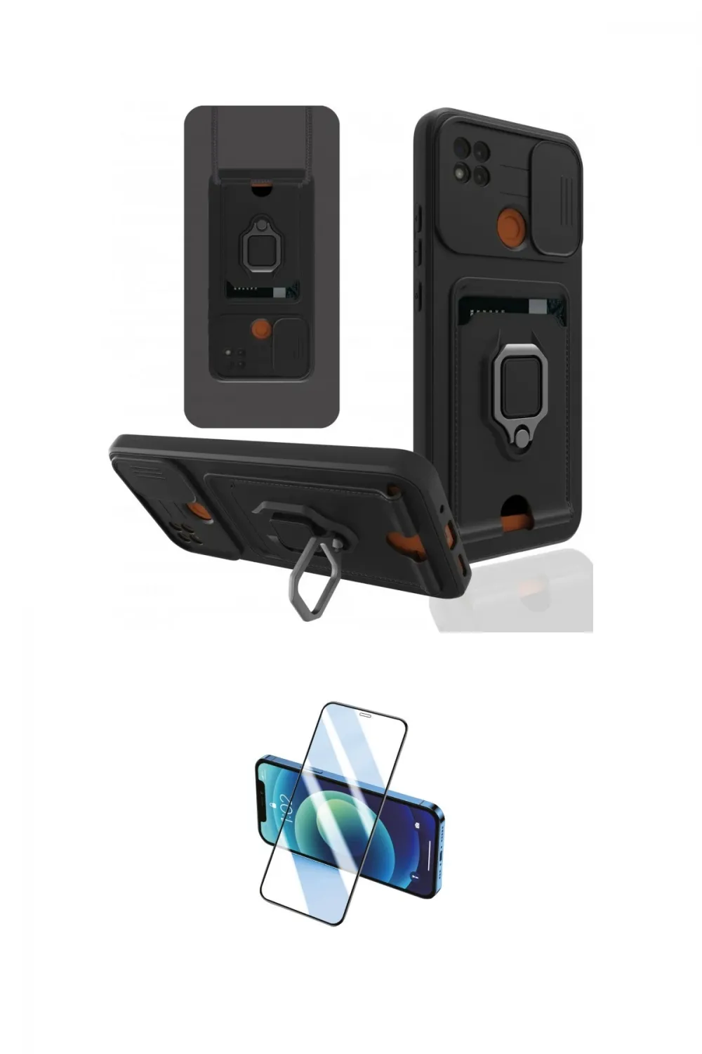 ieg™ Redmi 9C Kılıf Vadi Form Prime - Siyah 3D Antistatik Seramik Nano Ekran Koruyucu