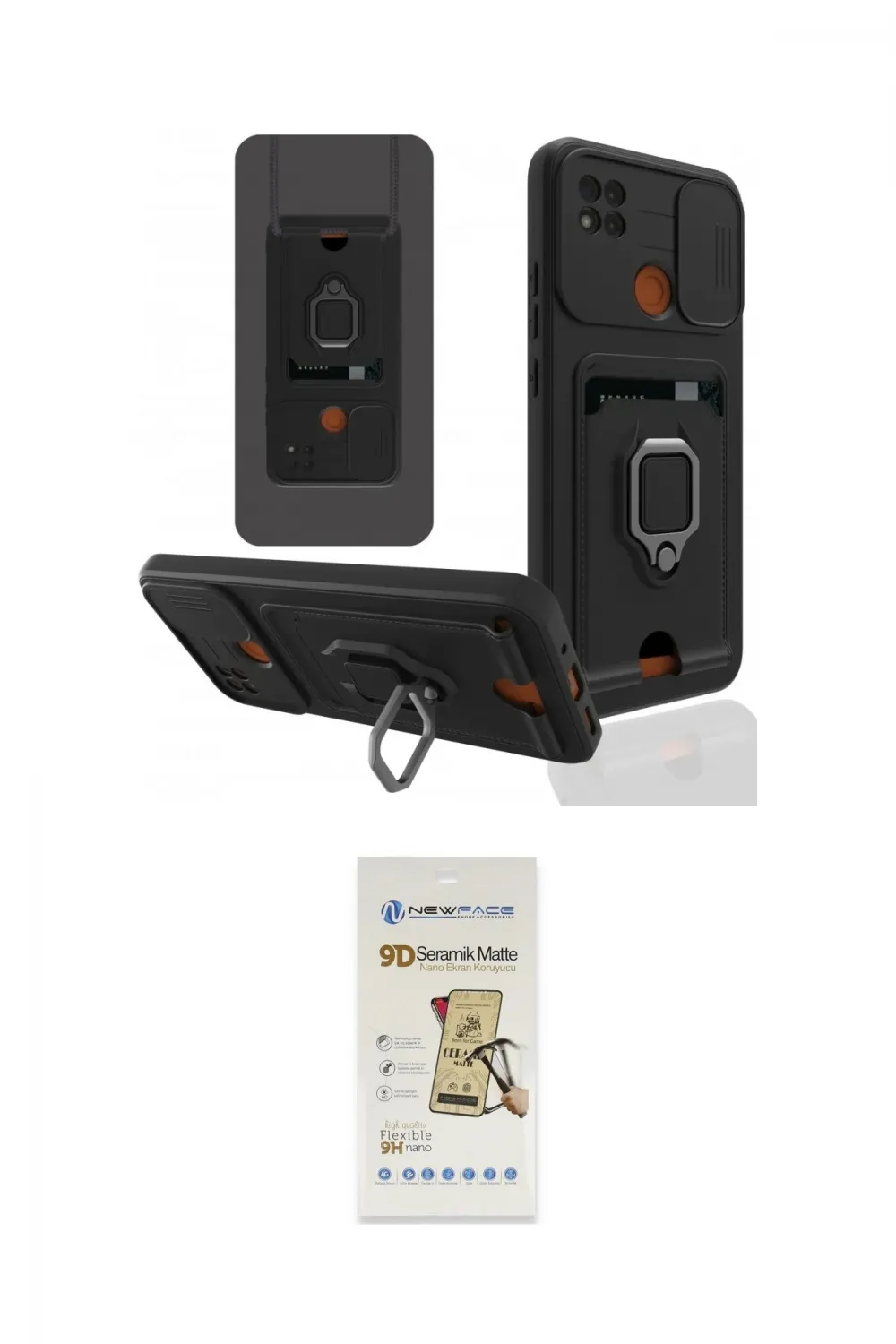 ieg™ Redmi 9C Kılıf Vadi Form Prime - Siyah Mat Seramik Nano Ekran Koruyucu