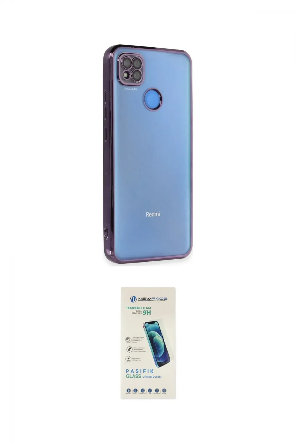 ieg™ Redmi 9C Kılıf Vadi Minimal - Şeffaf Pasifik Cam Ekran Koruyucu