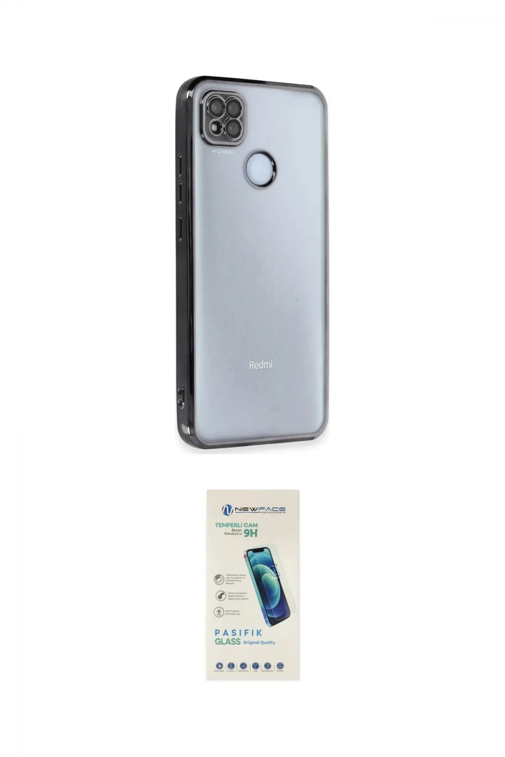 ieg™ Redmi 9C Kılıf Vadi Minimal - Şeffaf Pasifik Cam Ekran Koruyucu