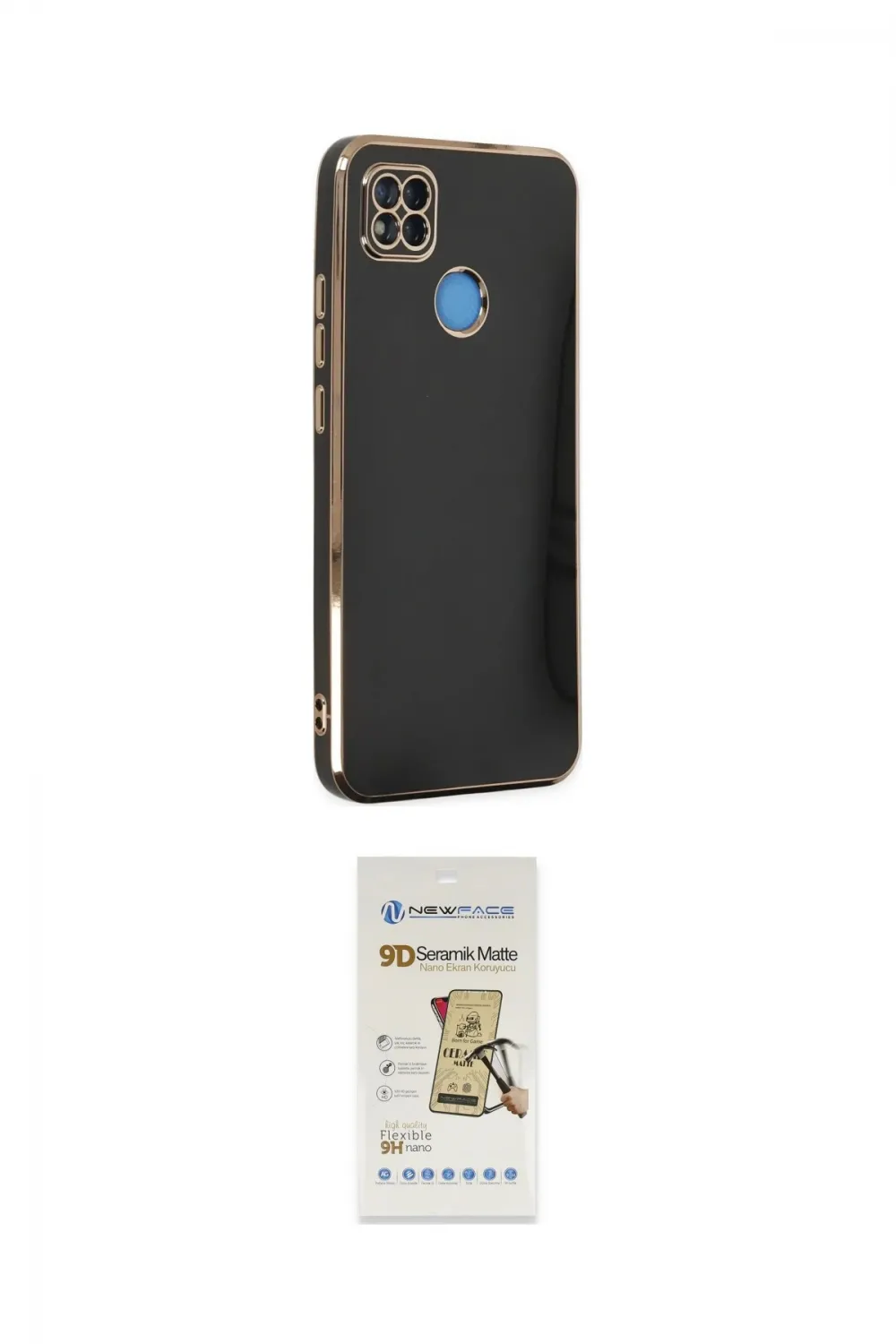 ieg™ Redmi 9C Kılıf Yankı Serisi - Siyah Mat Seramik Nano Ekran Koruyucu