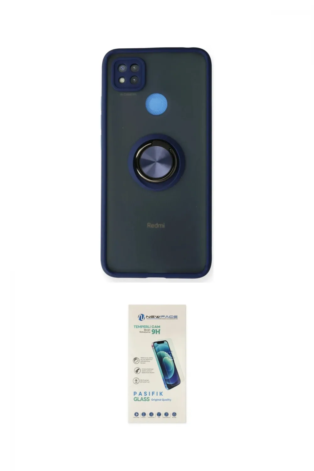 ieg™ Redmi 9C Kılıf Yörünge Çizgi - Şeffaf Pasifik Cam Ekran Koruyucu